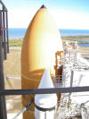 Looking down on Columbia fuel tank and solid rocket