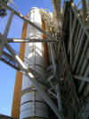 Columbia main fuel tank and solid rocket booster